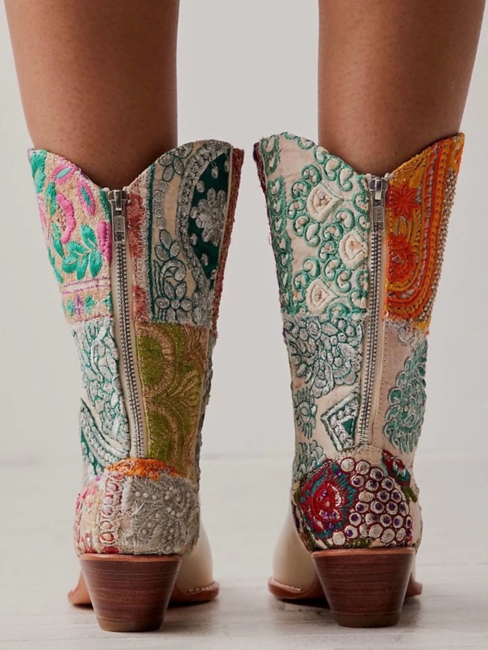 SELINA EMBROIDERED PATCHWORK BOOTS X FREE PEOPLE - Picture 3 of 5